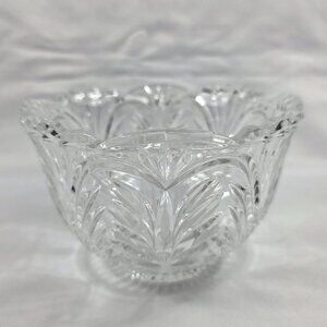 Vintage Fifth Avenue Lead Crystal Bowl Palm Leaves Design
